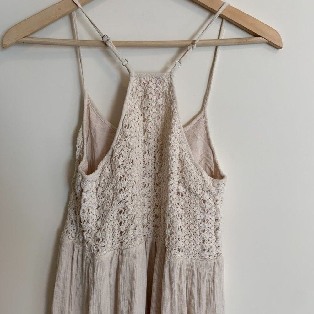 Alya Womens Size XS Dress Crochet Razor Back Mini Cream Adjustable Straps - Picture 6 of 7